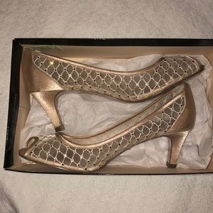 Adrianna Papell Jamie Jeweled Mesh Peep Toe Pumps